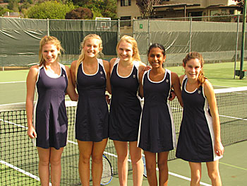 Dani Potts, Teagan Knight, Kelly McMinn, Sanika Kshirsagar, Lyndsey Mott AHS_TennisTeam SCCAL Tennis Times Publishing Group Inc tpgonlinedaily.com