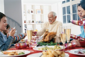 Family Eating Christmas Dinner Together