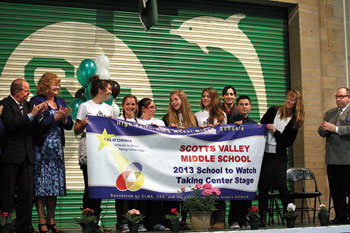 A ceremony celebrating success at Scotts Valley Middle School SVYIR_SVMSSchoolstoWatch Future Times Publishing Group Inc tpgonlinedaily.com
