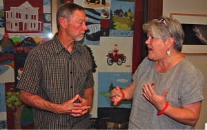 Friends President Pete Cullen chats with Aptos Library patron
